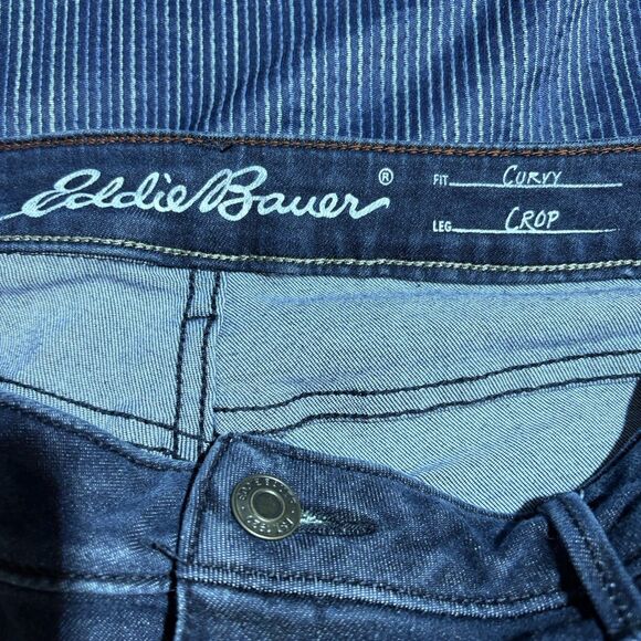 Eddie Bauer Curvy Crop Jeans Womens 12 Dark Wash Stretch Midrise Comfort Denim - Picture 5 of 13